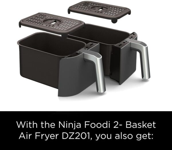 Ninja DZ201 Foodi 8 Quart 6-in-1 DualZone 2-Basket Air Fryer with 2 Independent Frying Baskets - Image 2