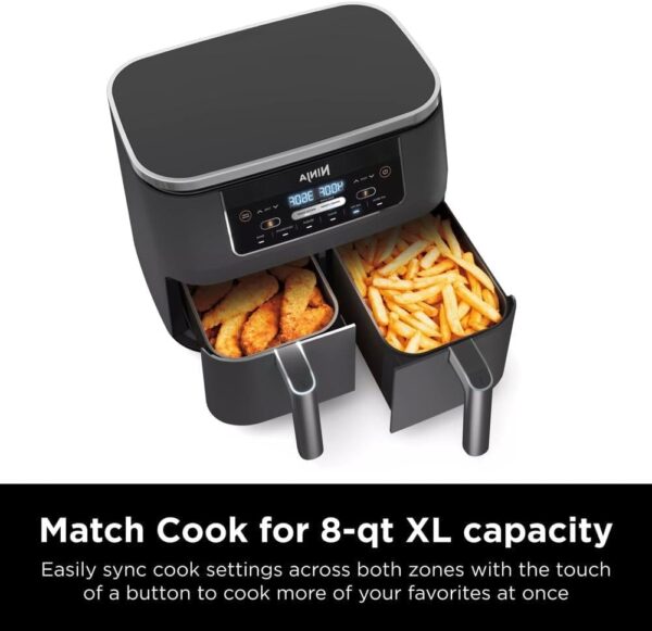 Ninja DZ201 Foodi 8 Quart 6-in-1 DualZone 2-Basket Air Fryer with 2 Independent Frying Baskets - Image 4