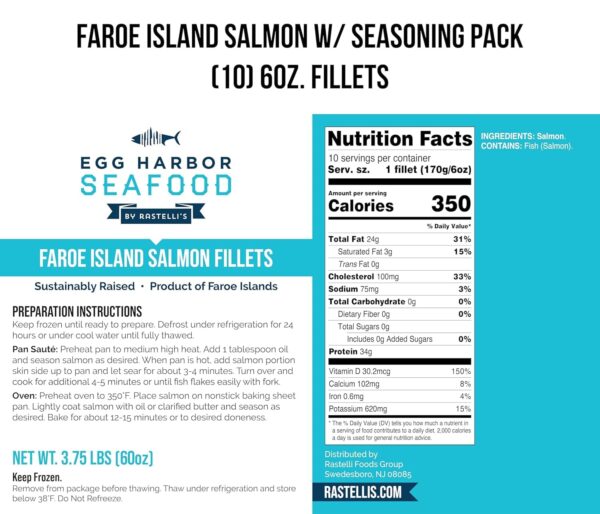 Rastelli's Faroe Island Salmon (10 ct) 6 oz Portions, 3.75 lbs. Total - Image 3