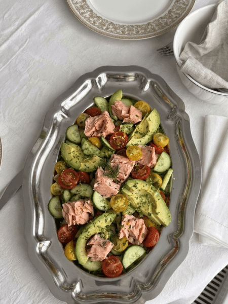 keto salmon green salad 1