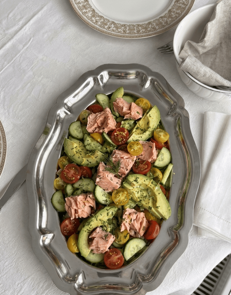 keto salmon green salad 1