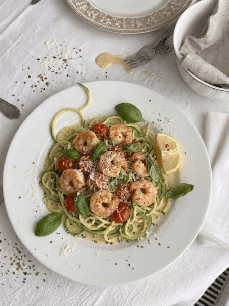 keto zuccinni with shrimp