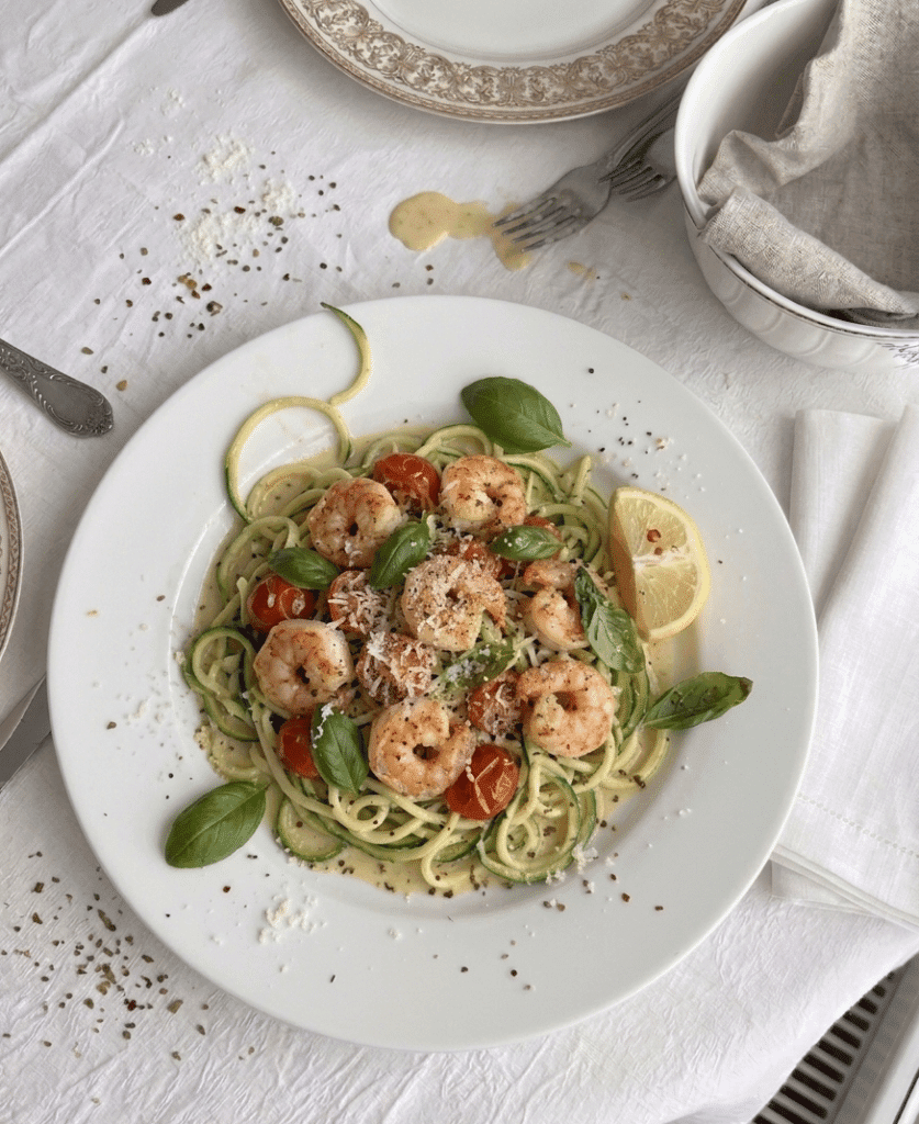 keto zuccinni with shrimp